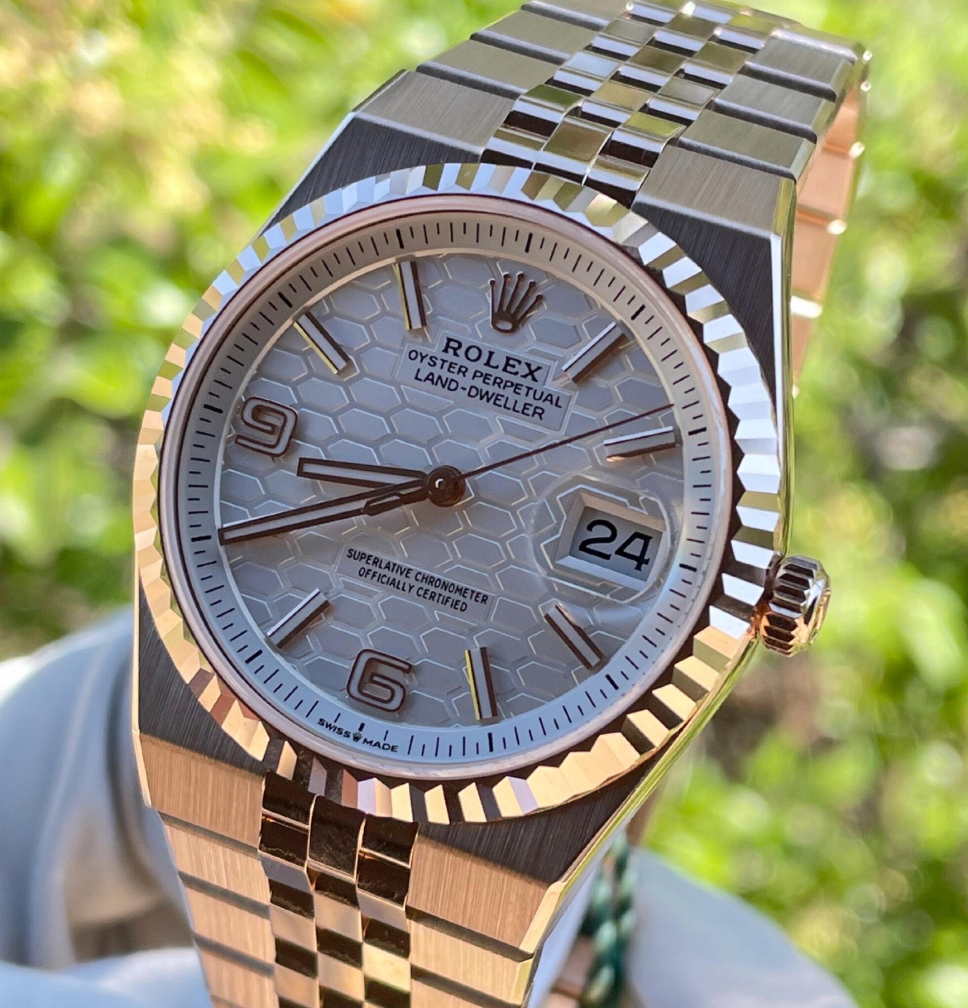 Rolex Land-Dweller Yellow Gold Champagne Dial view 2