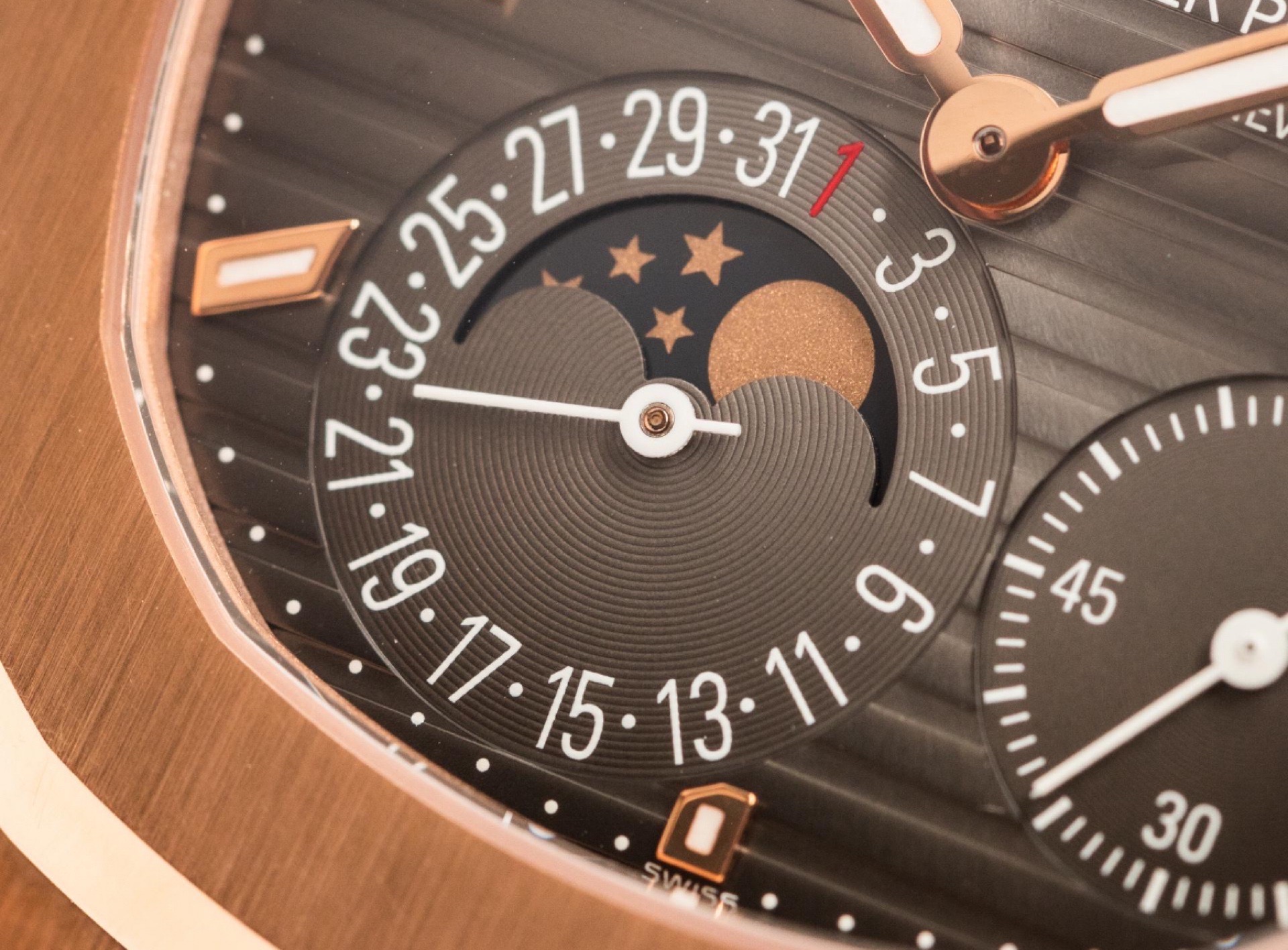 Patek Philippe Nautilus Moon Phase Power Reserve Rose Gold view 2