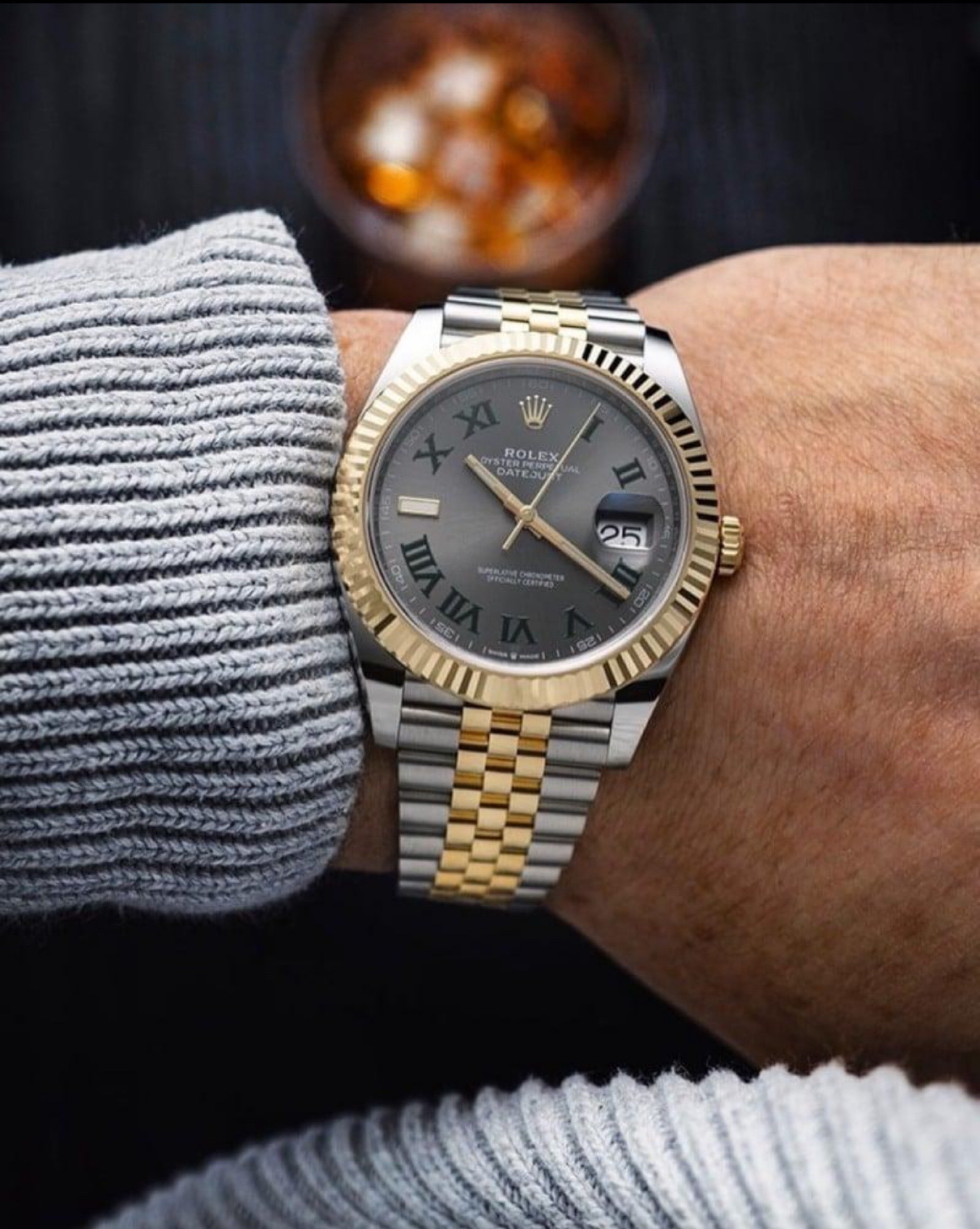 Rolex Datejust Grey Dial Roman Numerals Oystersteel White Gold